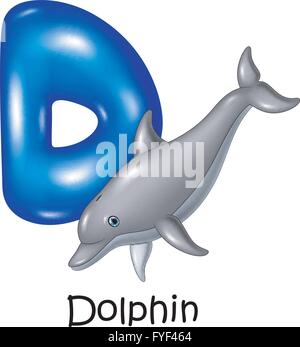 Letter D is Dolphin alphabet. English abc with animals Education on ...