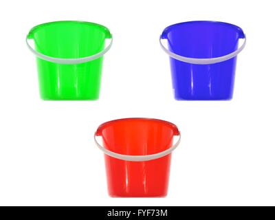 A cleaning bucket isolated against a white background Stock Photo