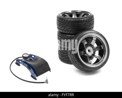 A tire pump isolated against a white background Stock Photo