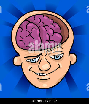 brainy man cartoon illustration Stock Photo