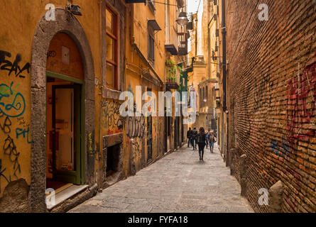 Historical narrow street - Vico San Domenico Maggiore ,Naples Stock Photo
