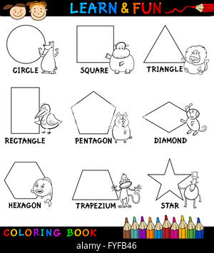 Basic Shapes with Animals for Coloring Stock Photo
