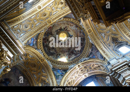 ROME, ITALY - APRIL 19, 2016: Baroque ceiling  in the Santa Maria in Vallicella aka Chiesa Nuova Stock Photo