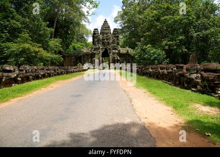 Victory Gate, Ankor Thom. Cambodia. Stock Photo