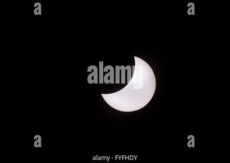 Partial solar eclipse, moon in front of the sun, Konstanz, Baden-Württemberg, Germany Stock Photo