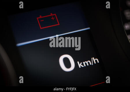 Color detail of the battery warning symbol in a car. Stock Photo
