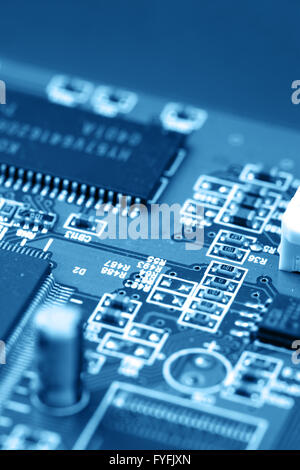 electronic circuit close-up. Macro background Stock Photo