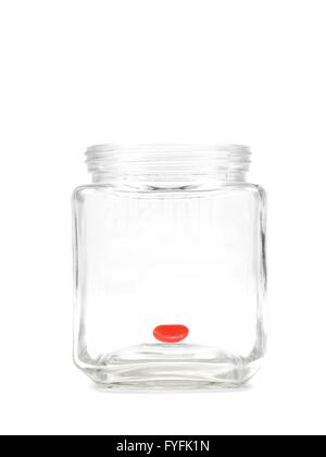 An empty jar with a blank labelisolated against a white background Stock Photo