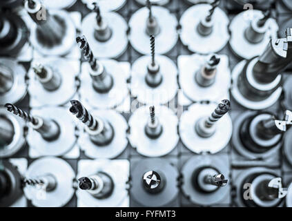 Various drills, bits of a CNC milling machine Stock Photo