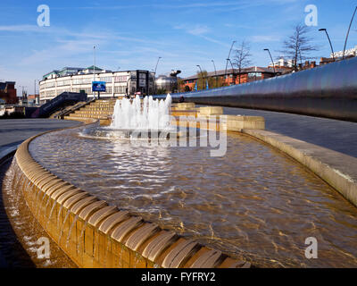 Fountain and water feature in Sheaf Square Sheffield South Yorkshire England Stock Photo