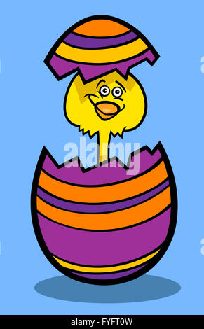 chick in easter egg cartoon illustration Stock Photo