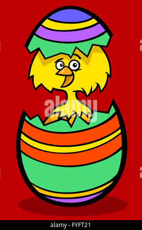 chick in easter egg cartoon illustration Stock Photo