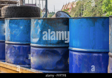 Set of tanks with oil and fuel transport by rail Stock Photo