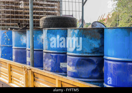 Set of tanks with oil and fuel transport by rail Stock Photo