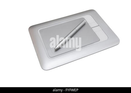 Electronic drawing pen tablet isolated on white background Stock Photo