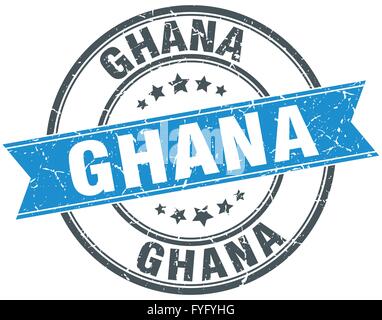 Ghana blue round grunge vintage ribbon stamp Stock Vector