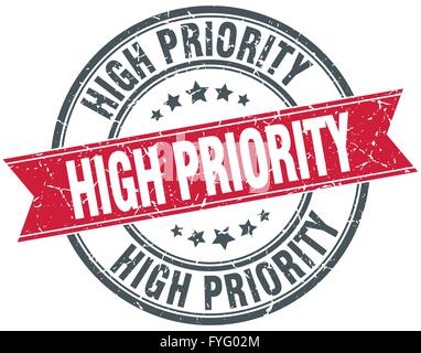 high priority stamp. high priority round ribbon sticker. label Stock ...