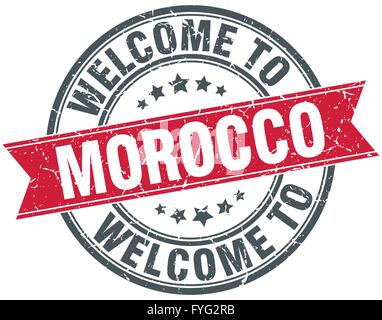 welcome to Morocco red round vintage stamp Stock Vector