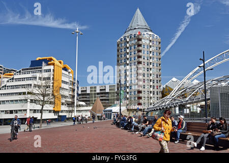 Blaak square Rotterdam The Netherlands Central Library and the Pencil Building Stock Photo