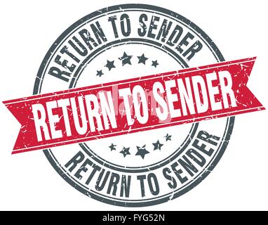 return to sender red round grunge vintage ribbon stamp Stock Vector