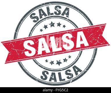 Salsa Ribbon salsa round stamp with red ribbon. salsa Stock Vector Image & Art - Alamy