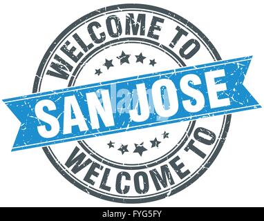 welcome to San Jose blue round vintage stamp Stock Vector