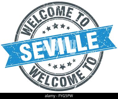 welcome to Seville blue round vintage stamp Stock Vector