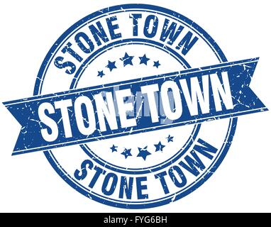 Stone Town blue round grunge vintage ribbon stamp Stock Vector