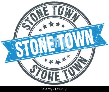 Stone Town blue round grunge vintage ribbon stamp Stock Vector