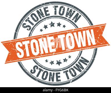 Stone Town red round grunge vintage ribbon stamp Stock Vector