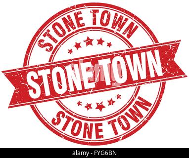 Stone Town red round grunge vintage ribbon stamp Stock Vector