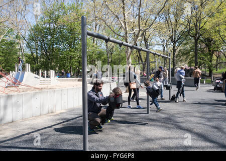 Children Playing, Heckscher Playground, Central Park, NYC Stock Photo