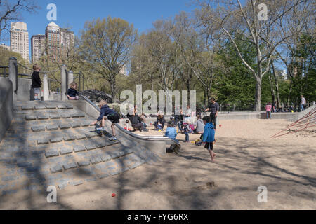 Children Playing, Heckscher Playground, Central Park, NYC Stock Photo