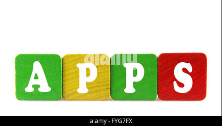 apps - isolated text in wooden building blocks Stock Photo