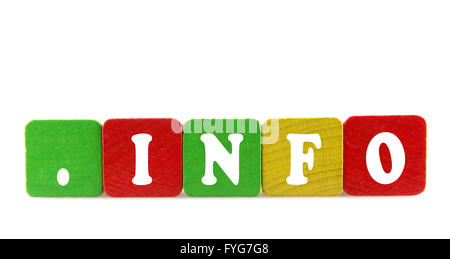 info - isolated text in wooden building blocks Stock Photo