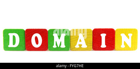 domain - isolated text in wooden building blocks Stock Photo