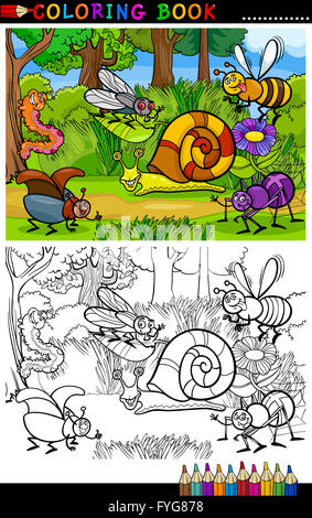 cartoon insects or bugs for coloring book Stock Photo