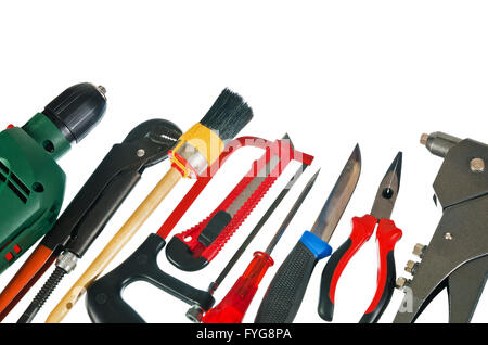 Set of working tools, it is isolated on a white background Stock Photo