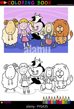 Cartoon cute toys for coloring Stock Photo