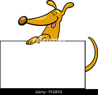 cartoon dog with board or card Stock Photo