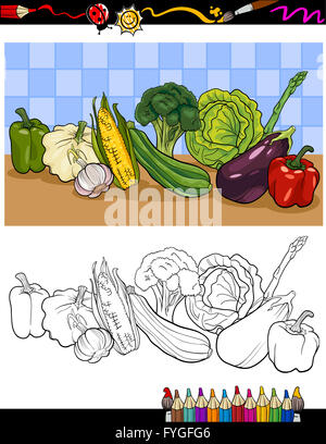 vegetables group illustration for coloring Stock Photo