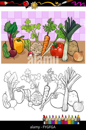 vegetables group illustration for coloring Stock Photo