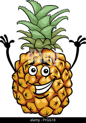 funny pineapple fruit cartoon illustration Stock Photo