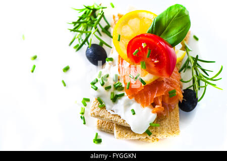 Canapes with smoked salmon Stock Photo