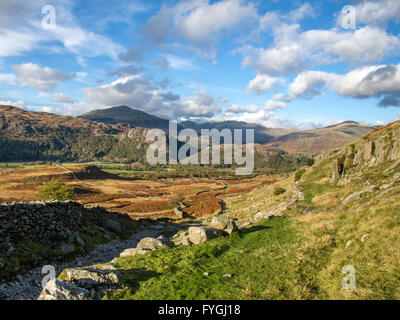Wallowbarrow Crag, Harter fell and the Duddon Valley Cumbria Stock Photo