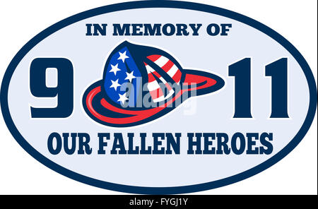 9-11 fireman firefighter hat american flag Stock Photo