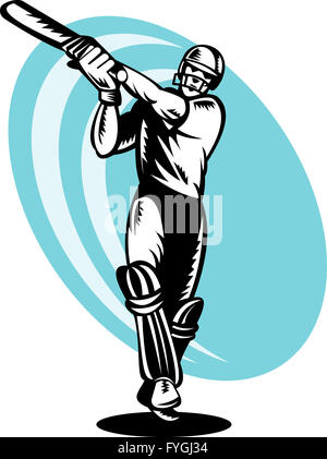 cricket batsman batting front Stock Photo