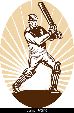 cricket batsman batting front Stock Photo