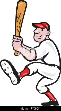 American Baseball Player Batting Cartoon Stock Photo