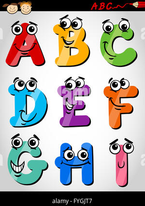 funny letters alphabet cartoon illustration Stock Photo